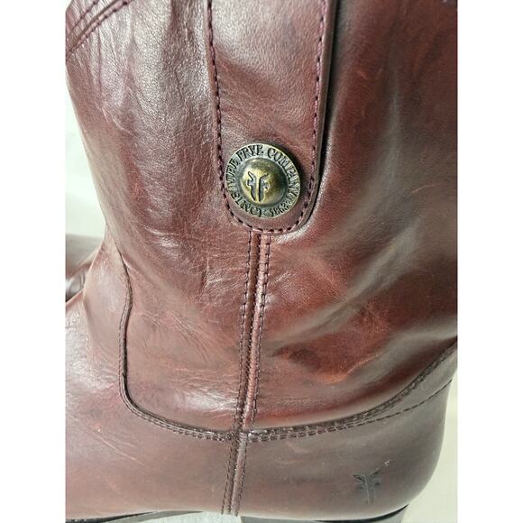 Frye Melissa Button Short Burgundy Leather Side Zip Booties Women’s Size 11B - Picture 8 of 13